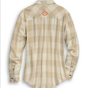 Harley-Davidson® Women's Buffalo Plaid Long Sleeve Woven Shirt - Beige